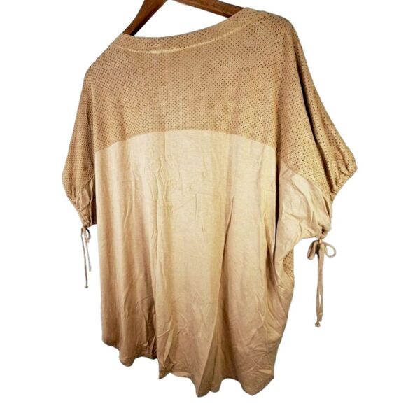 Zenergy by Chico's Tan Camel Faux Suede Tunic Top Batwing Perforated Plus Sz 2X - Picture 10 of 11